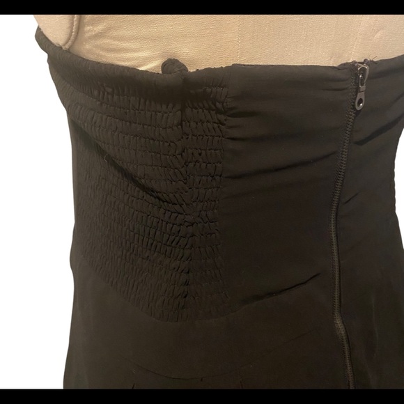 Strapless Black Dress with Chiffon overly with Smocking on Sides - Picture 4 of 4